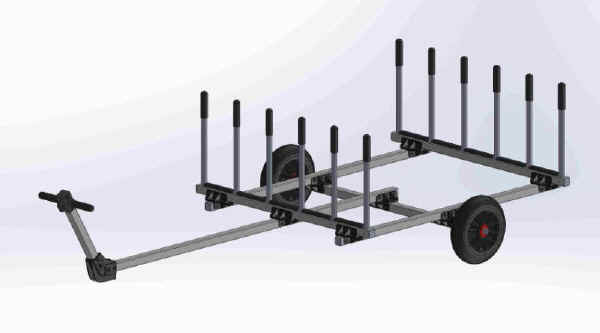 Dynamic Laser Sailboat Launching Dolly. Select STANDARD Wheels for Firm Ground - Select LARGE Wheels for Sand.